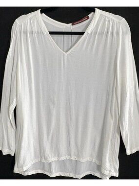 COMPOIR DES COTONNIERS Women V‎ Neck 3/4 Sleeves Blouse Sz XL White Casual 49-19